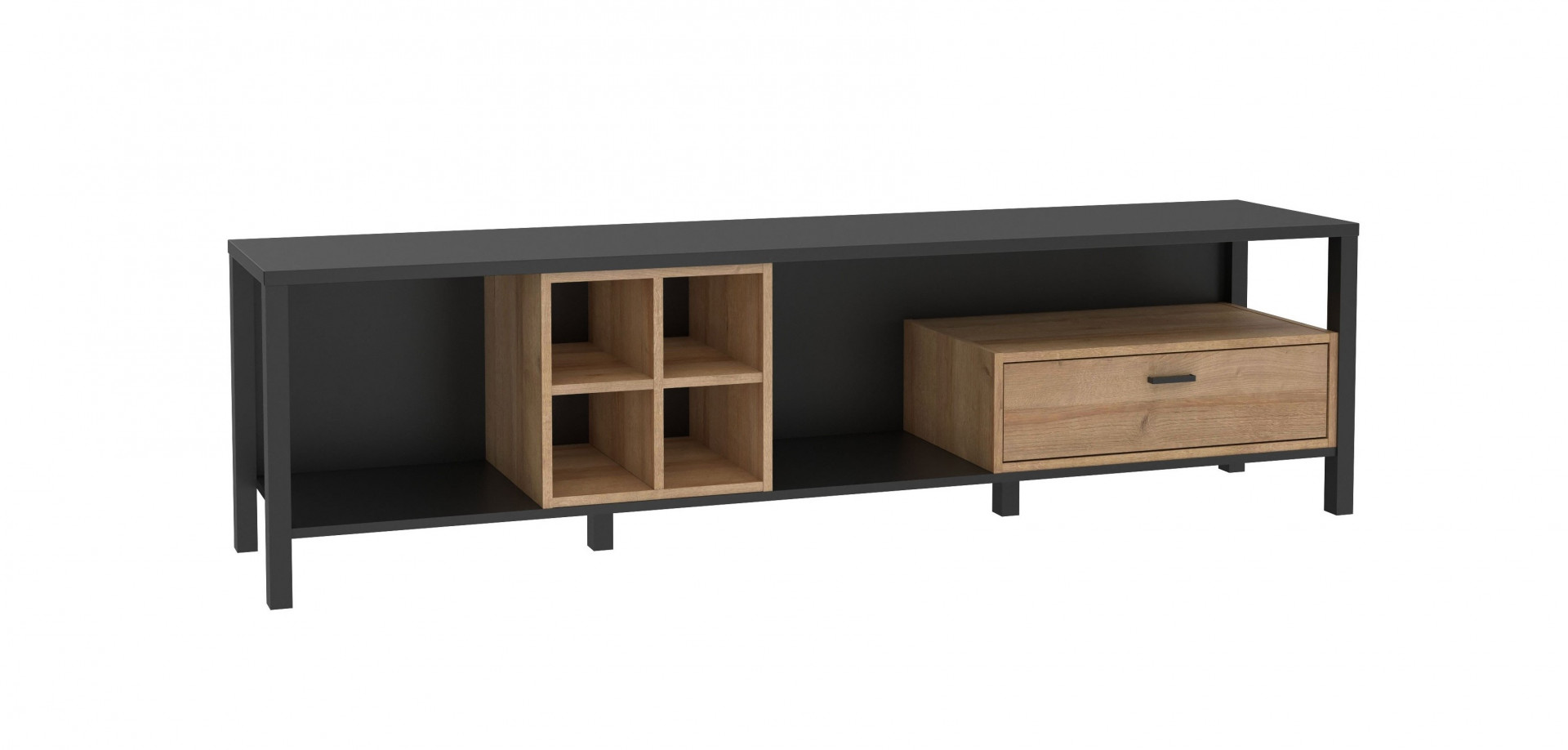 Тумба под телевизор Forte HIGH ROCK HRKT141 (дуб ривьера/черный)