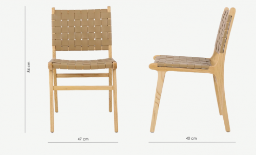 Стул обеденный CRV- Nest Beige leather natural wood,натуральный 