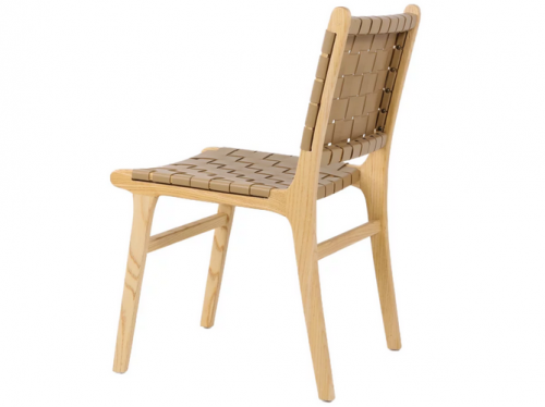 Стул обеденный CRV- Nest Beige leather natural wood,натуральный 