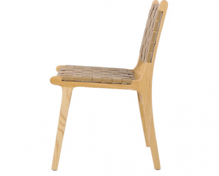 Стул обеденный CRV- Nest Beige leather natural wood,натуральный 