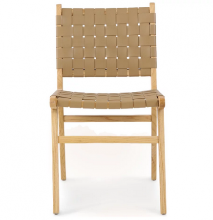 Стул обеденный CRV- Nest Beige leather natural wood,натуральный 