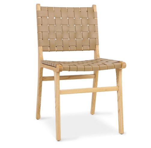 Стул обеденный CRV- Nest Beige leather natural wood,натуральный 