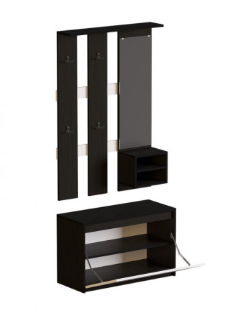 Прихожая с вешалкой и тумбой для обуви EVR- Микс венге + белый