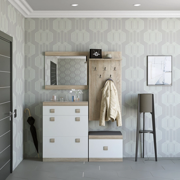 Прихожая(модульная) EVR- Соната-5 дуб Сонома + белый