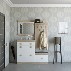 Прихожая(модульная) EVR- Соната-5 дуб Сонома + белый