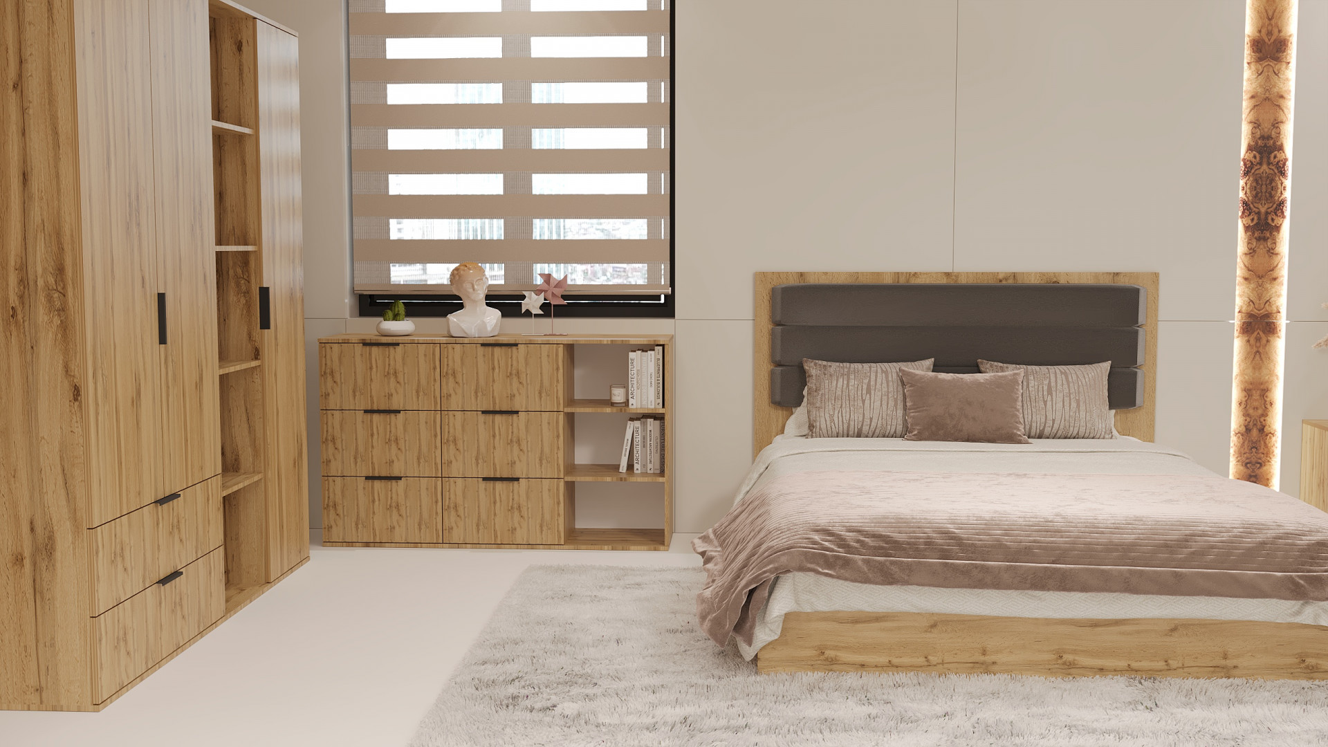 Комплект спальни ViA- Сити СП-1 (кровать, шкаф, комод, тумбы 2 шт) 1