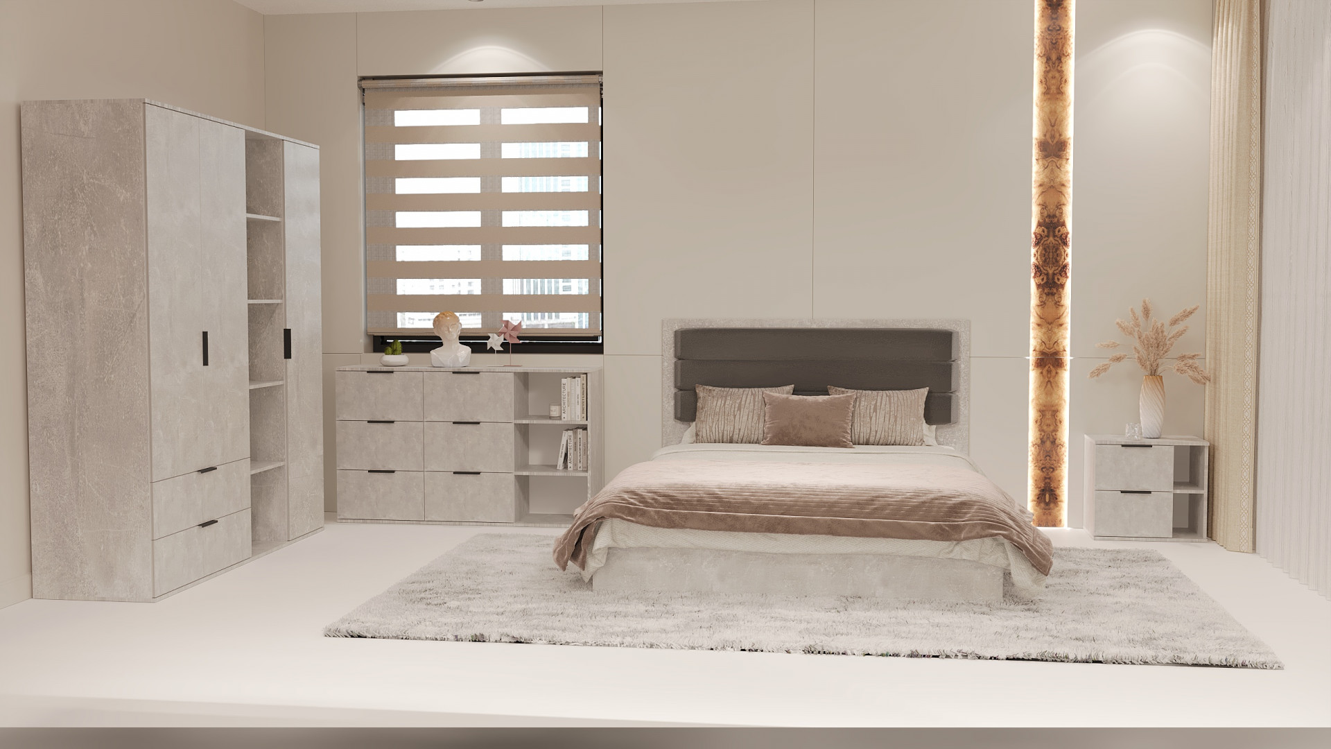 Комплект спальни ViA- Сити СП-1 (кровать, шкаф, комод, тумбы 2 шт) 1