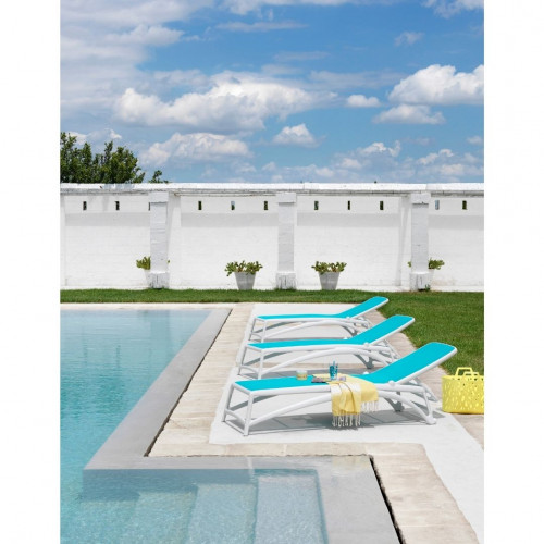 Шезлонг Nardi Outdoor ATLANTICO тортора, антрацит, белый (текстиль голубой)
