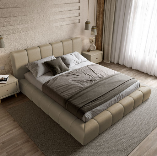 Кровать 2-х спальная с подъемным механизмом VRN- PODIUM (Beige, Light beige)