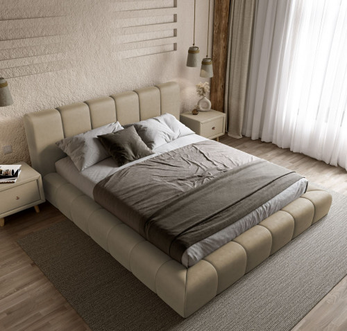 Кровать 2-х спальная с подъемным механизмом VRN- PODIUM (Beige, Light beige)