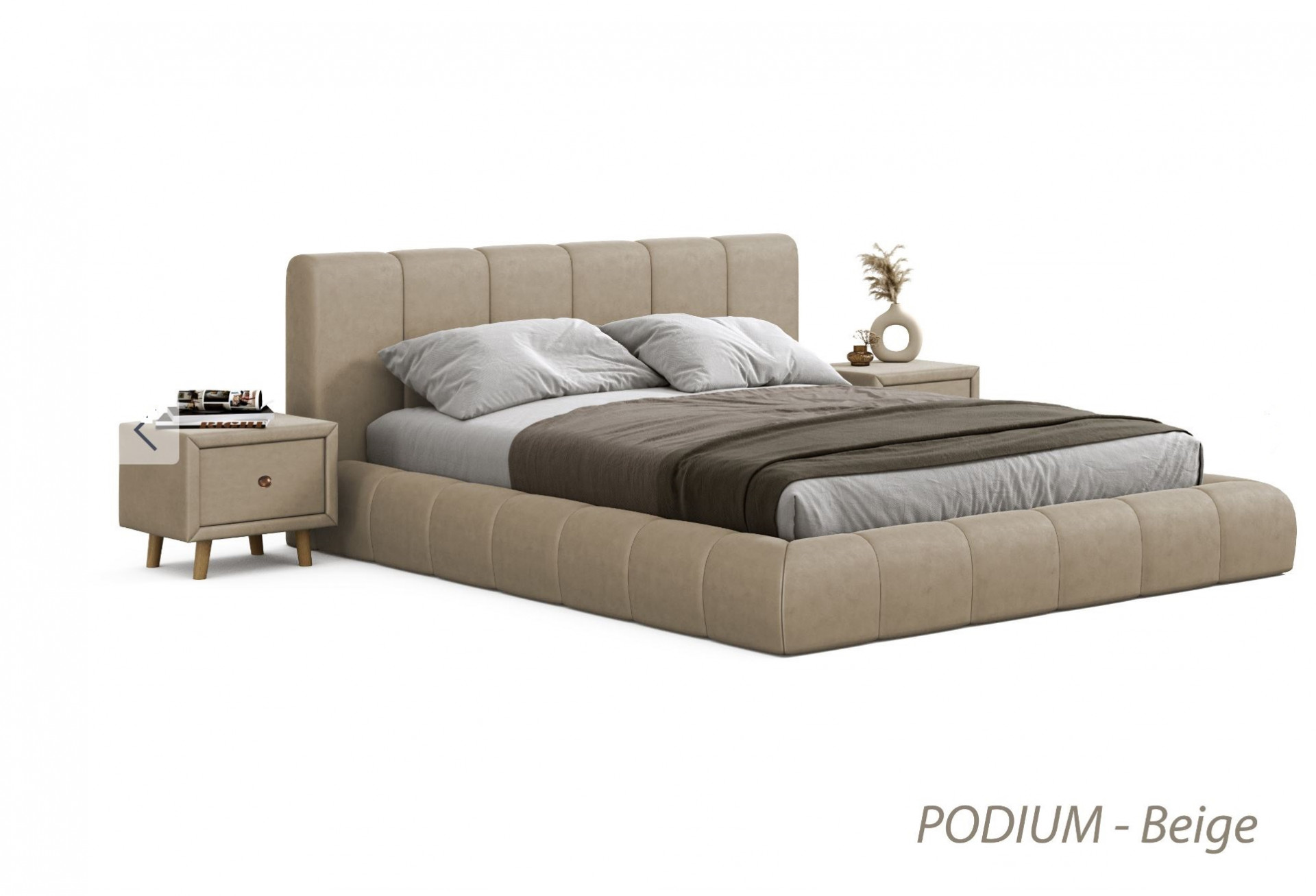 Кровать 2-х спальная с подъемным механизмом VRN- PODIUM (Beige, Light beige)