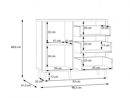 Комод Forte FIXSMILE FXSK221L  дуб Маувелла