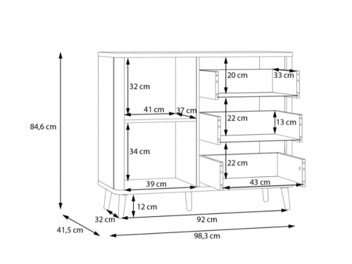 Комод Forte FIXSMILE FXSK221L  дуб Маувелла