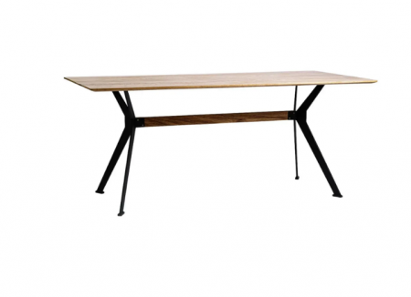 Стол обеденный LVK- Stealth (Стелс)180 х 90 черные ноги/ натуральный дуб 
