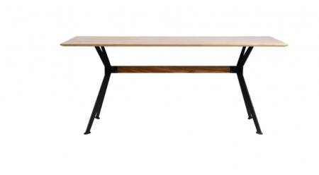 Стол обеденный LVK- Stealth (Стелс)180 х 90 черные ноги/ натуральный дуб 