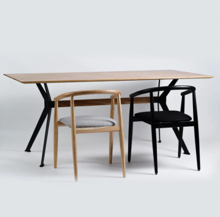 Стол обеденный LVK- Stealth (Стелс)180 х 90 черные ноги/ натуральный дуб 