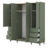 Шкаф на 4 двери с 6 ящиками Helvetia SCANDI 24GDOH20 (зеленый / дуб)