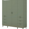 Шкаф на 4 двери с 6 ящиками Helvetia SCANDI 24GDOH20 (зеленый / дуб)