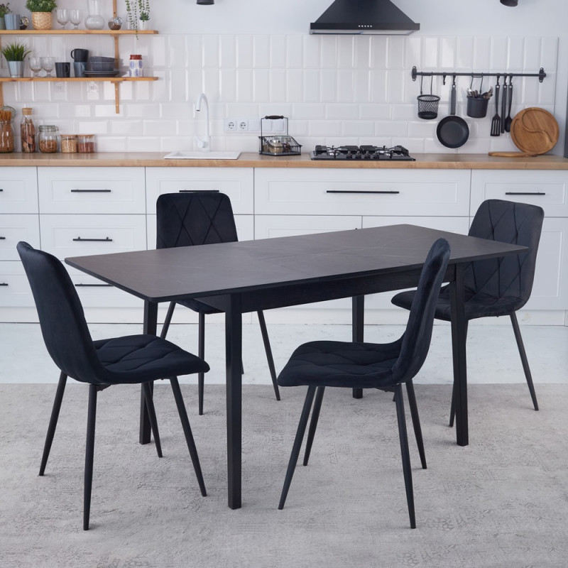 Комплект обеденный Ont- Леонардо 120 черный черные ножки + 4 стула Piado черный