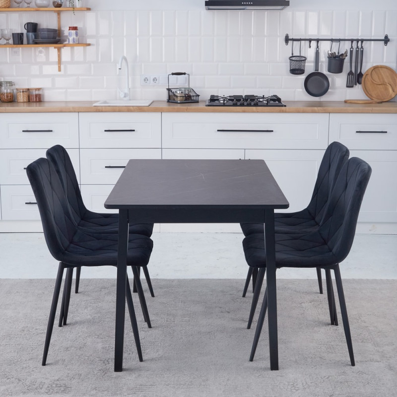Комплект обеденный Ont- Леонардо 120 черный черные ножки + 4 стула Piado черный