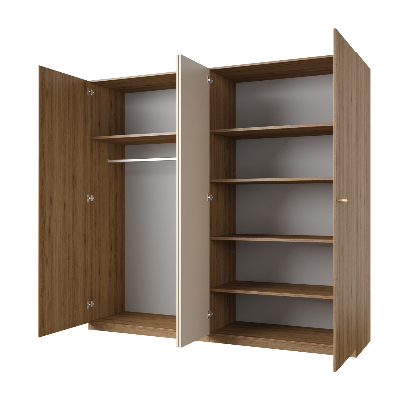 Шкаф на 4 двери с зеркалом Helvetia VERTINA 24DBNH20 (дикий дуб/ дуб-песочно-бежевый)