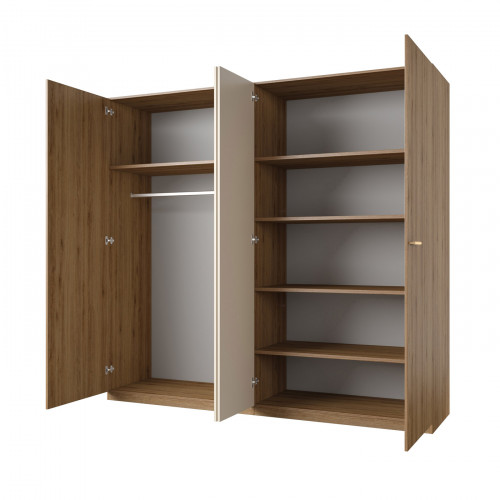 Шкаф на 4 двери с зеркалом Helvetia VERTINA 24DBNH20 (дикий дуб/ дуб-песочно-бежевый)