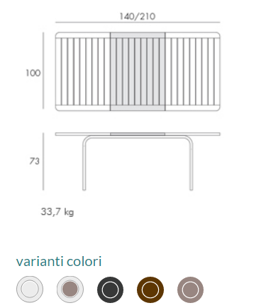 Стол раздвижной Nardi Outdoor DEI- Alloro 140/210 Extensible