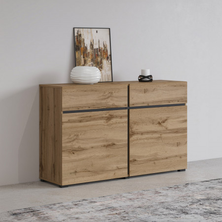 Комод на 2 двери и 2 ящика Helvetia CROSS 24N6MY45 (дуб вотан -черный)