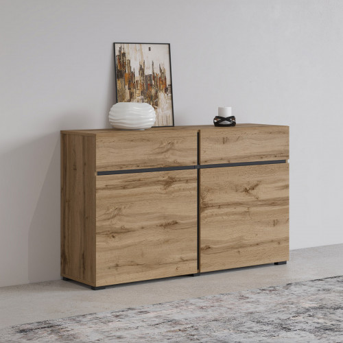 Комод на 2 двери и 2 ящика Helvetia CROSS 24N6MY45 (дуб вотан -черный)