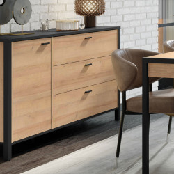 Комод на 1 дверь и 3 ящика Forte HIGH ROCK HRKK221 (дуб ривьера/черный)