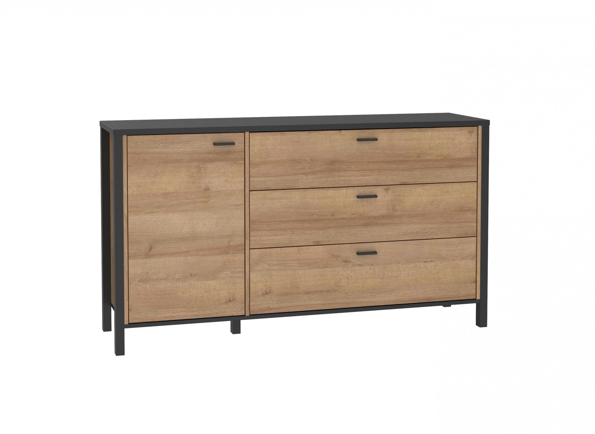 Комод на 1 дверь и 3 ящика Forte HIGH ROCK HRKK221 (дуб ривьера/черный)