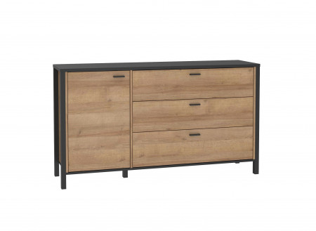 Комод на 1 дверь и 3 ящика Forte HIGH ROCK HRKK221 (дуб ривьера/черный)