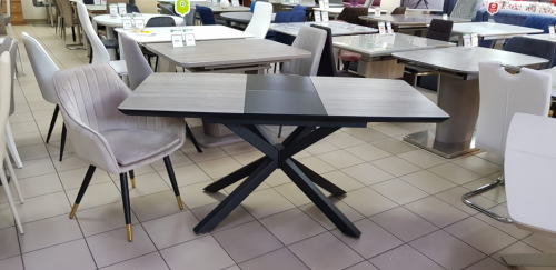 Стол обеденный модерн DSN- DT 888B серый дуб, стеклокерамика