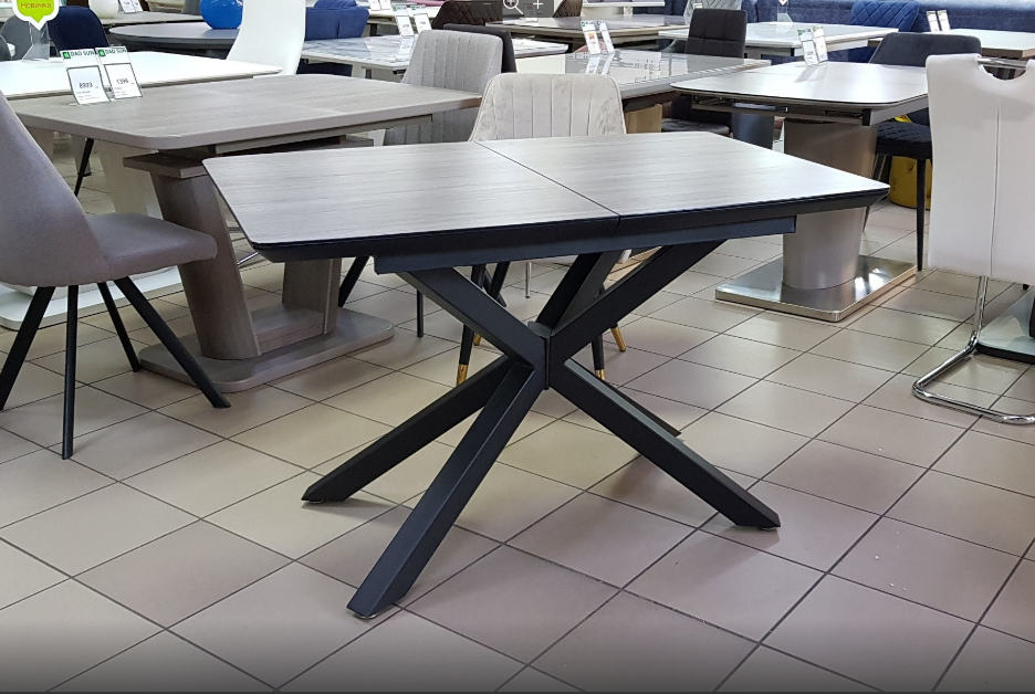 Стол обеденный модерн DSN- DT 888B серый дуб, стеклокерамика