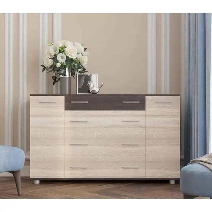 Большой комод EVR- К-4 венге темный + фасад дуб молочный