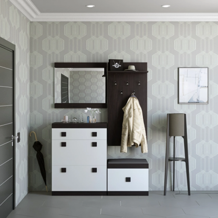 Прихожая(модульная) EVR- Соната-5 венге темный + белый