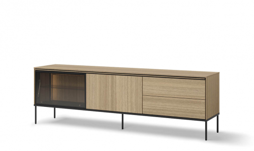 Тумба ТВ с витриной 1д1в2ш TOP- Виссо дуб с подсветкой  