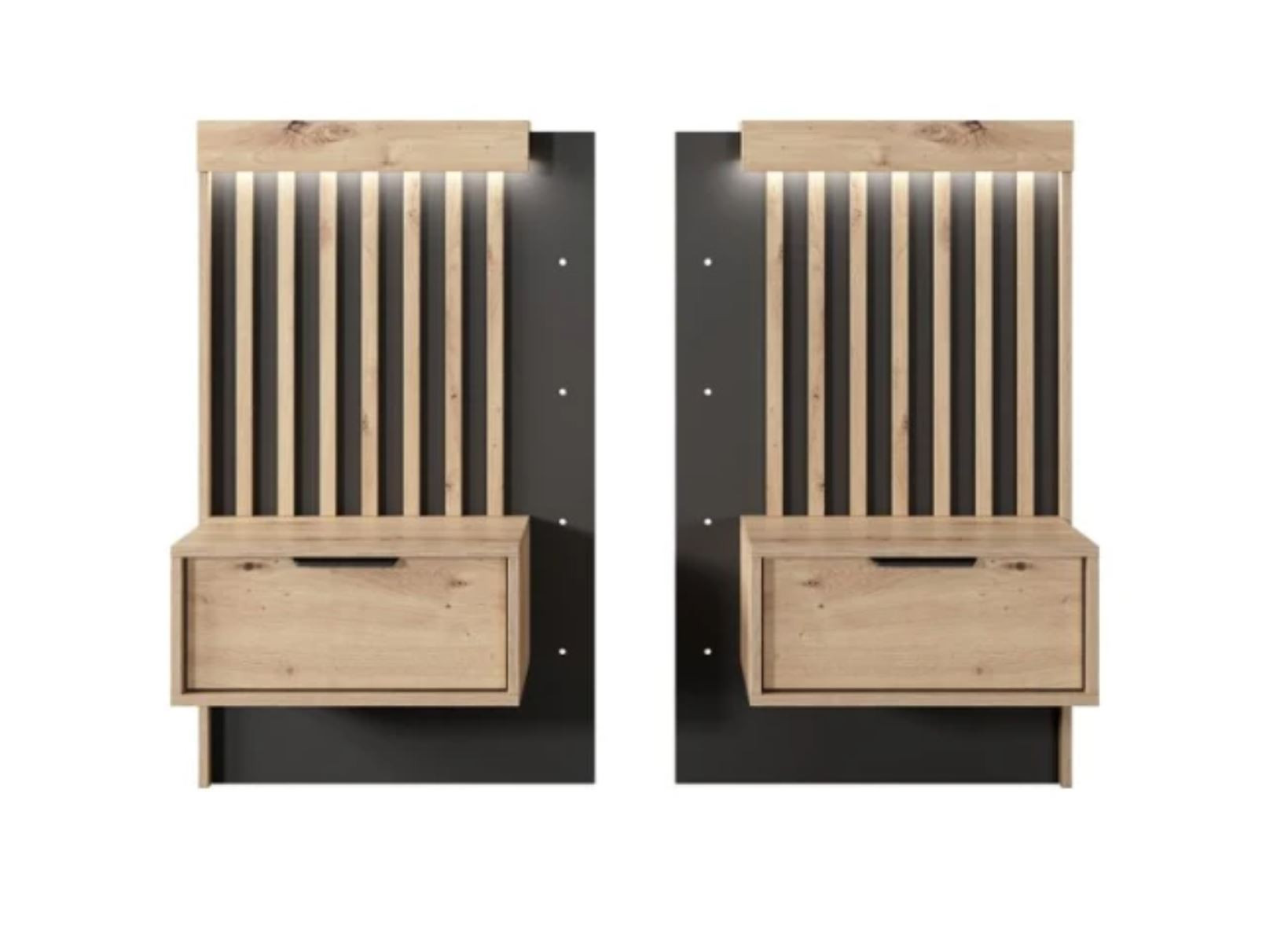 Тумбы прикроватные Perfect Home Талли / Tally с 2 ящиками 1S/51 Дуб артизан/антрацит