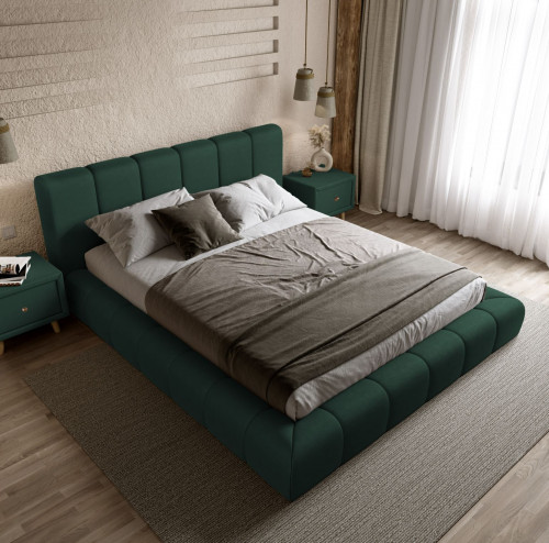 Кровать 2-х спальная с подъемным механизмом VRN- PODIUM (Dark green, Dark grey)