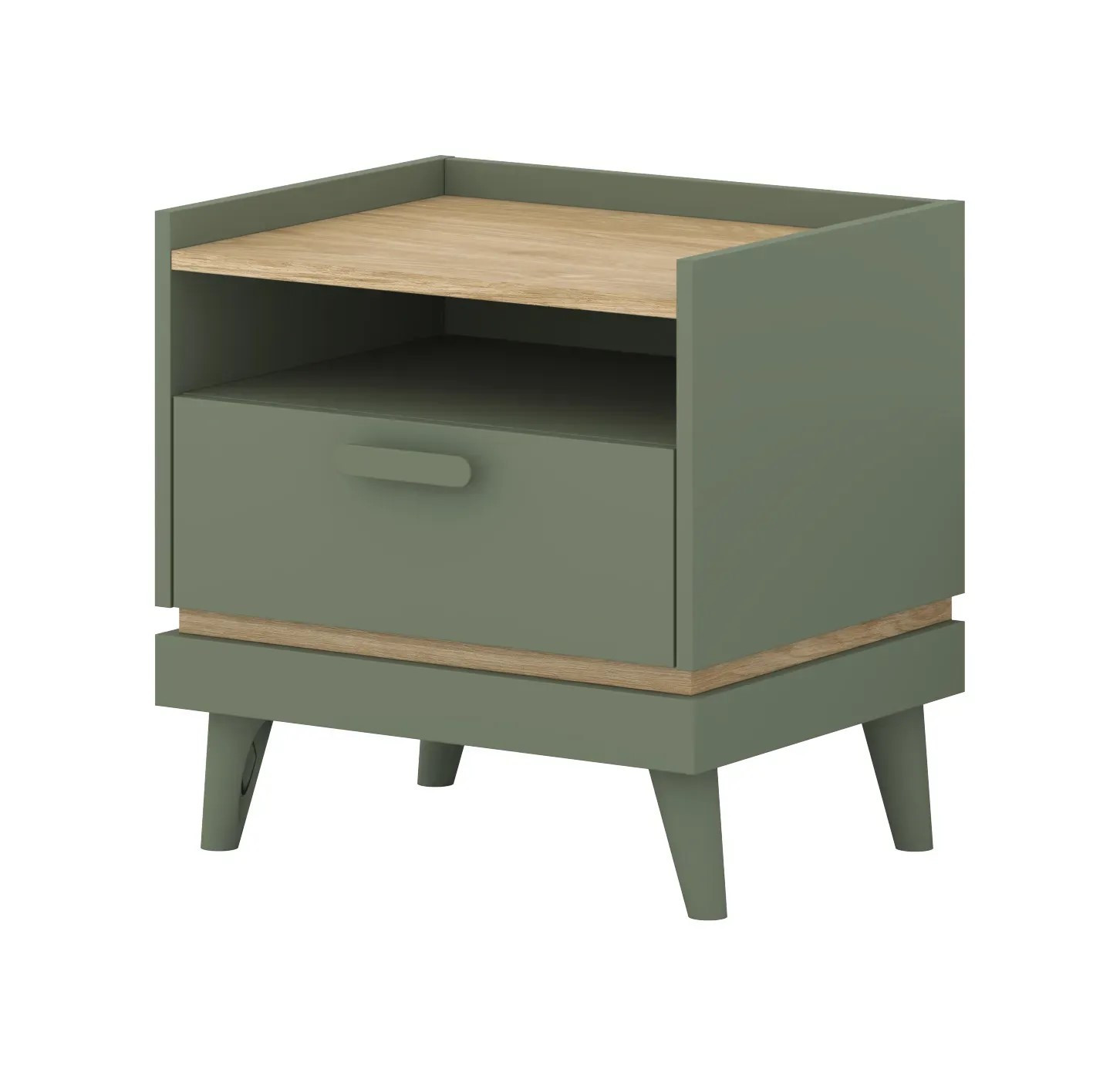 Тумбочка прикроватная Helvetia SCANDI 24D5OH22 (зеленый / дуб)