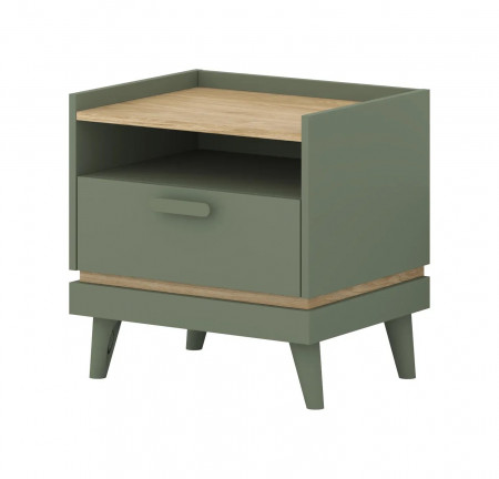 Тумбочка прикроватная Helvetia SCANDI 24D5OH22 (зеленый / дуб)