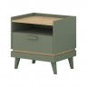 Тумбочка прикроватная Helvetia SCANDI 24D5OH22 (зеленый / дуб)