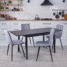 Комплект обеденный Ont- Леонардо 120 черный черные ножки + 4 стула Piado серый