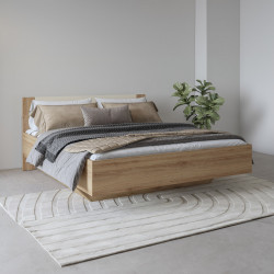 Кровать двуспальная с газовым подъемником Helvetia VERTINA (дикий дуб/ дуб-песочно-бежевый)