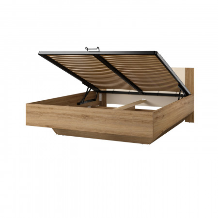 Кровать двуспальная с газовым подъемником Helvetia VERTINA (дикий дуб/ дуб-песочно-бежевый)