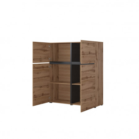 Комод высокий на 4 двери Helvetia CROSS 24N6MY76 (дуб вотан -черный)