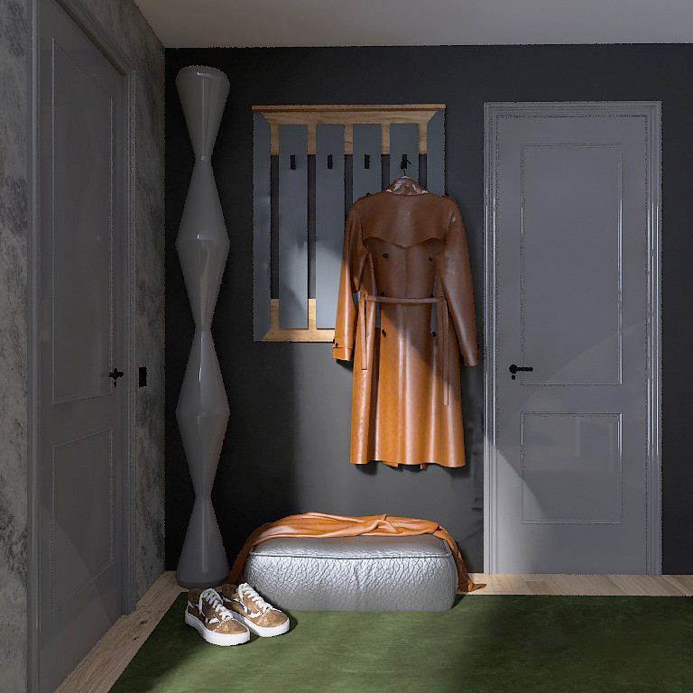 Прихожая с тумбой для обуви и вешалкой EVR-Нордик-1 дуб крафт золотой + графит