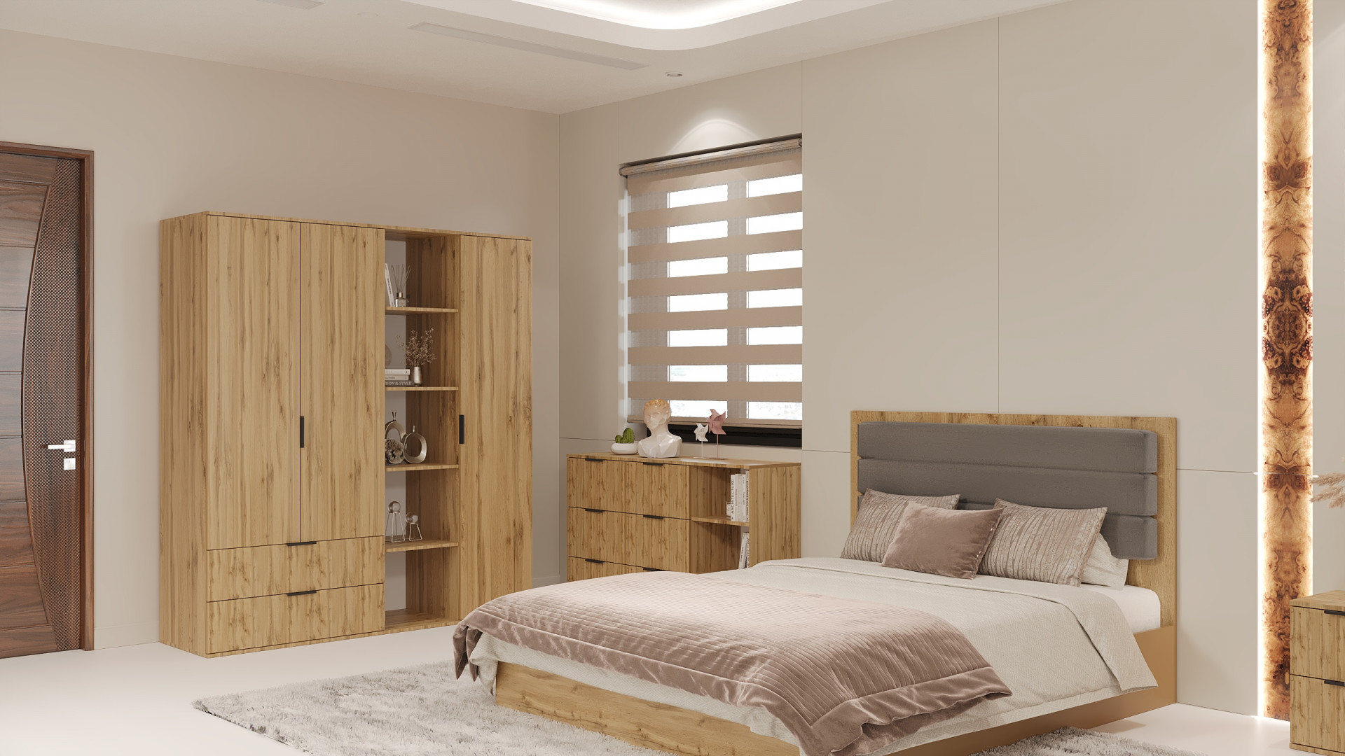 Шкаф с полками на 2 шухляды и 3 двери ViA- Сити СЛ-13