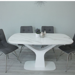 Стол керамический модерн EVRO- Utah Т7083 белый ZH01 (140+40)