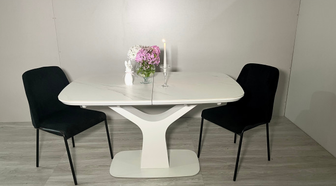 Стол керамический модерн EVRO- Utah Т7083 белый ZH01 (140+40)